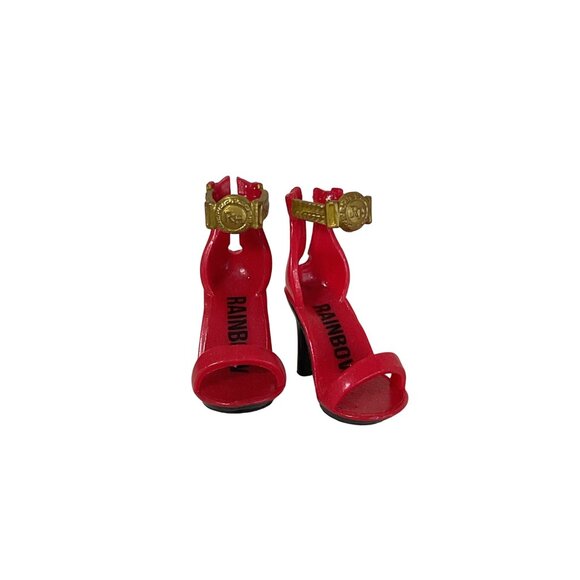 Rainbow High Doll Deluxe Fashion Closet Red Black Gold Ankle Strap High Heels - Picture 1 of 4